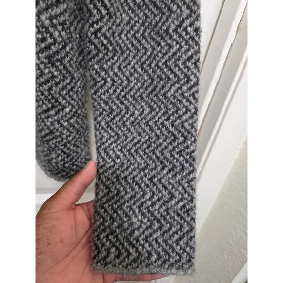 Eileen Fisher Italian Yarn Wool Blend Gray Herringbone Asymmetrical Zip Jacket W - Picture 7 of 10